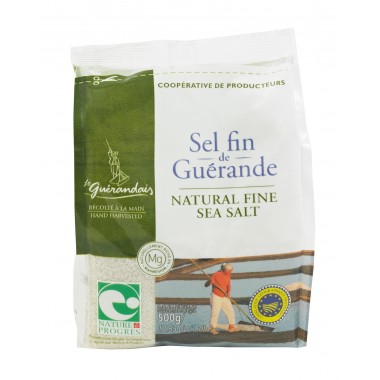 Le Guerandais fijn Keltisch zeezout 500 gram in navulzak